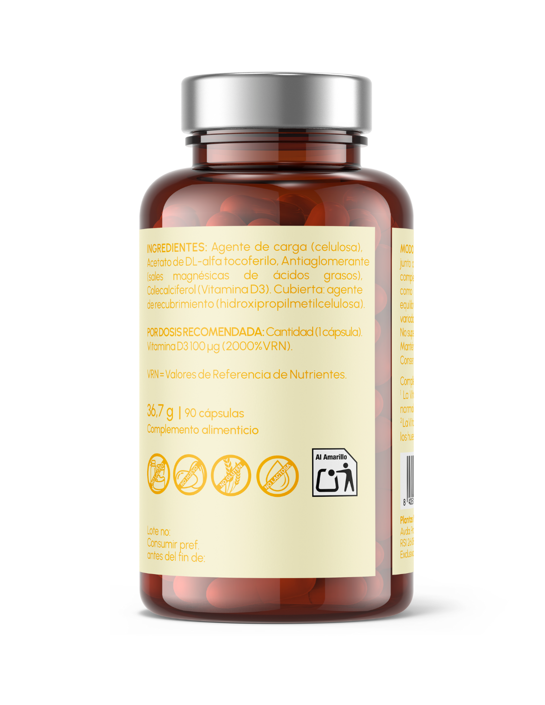 Vitamina D3 4000 UI - Apoyo nutricional para la salud ósea en etapas hormonales.